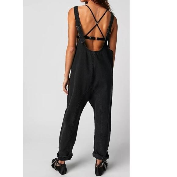 Free People We The Free High Roller Denim Overalls Jumpsuit - Picture 15 of 15